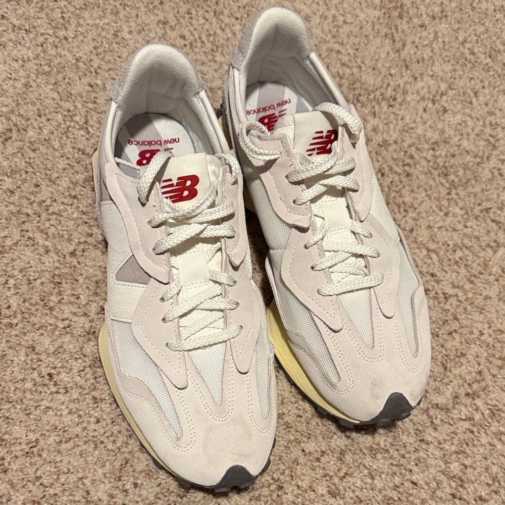 New Balance Men's 327 Cream and Gray Sneakers